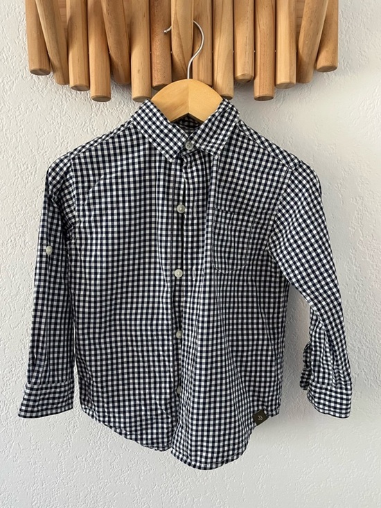 Other - Janie and Jack Blue Navy Plaid Checkered Button Down Long Sleeve Toddler Boy 2T